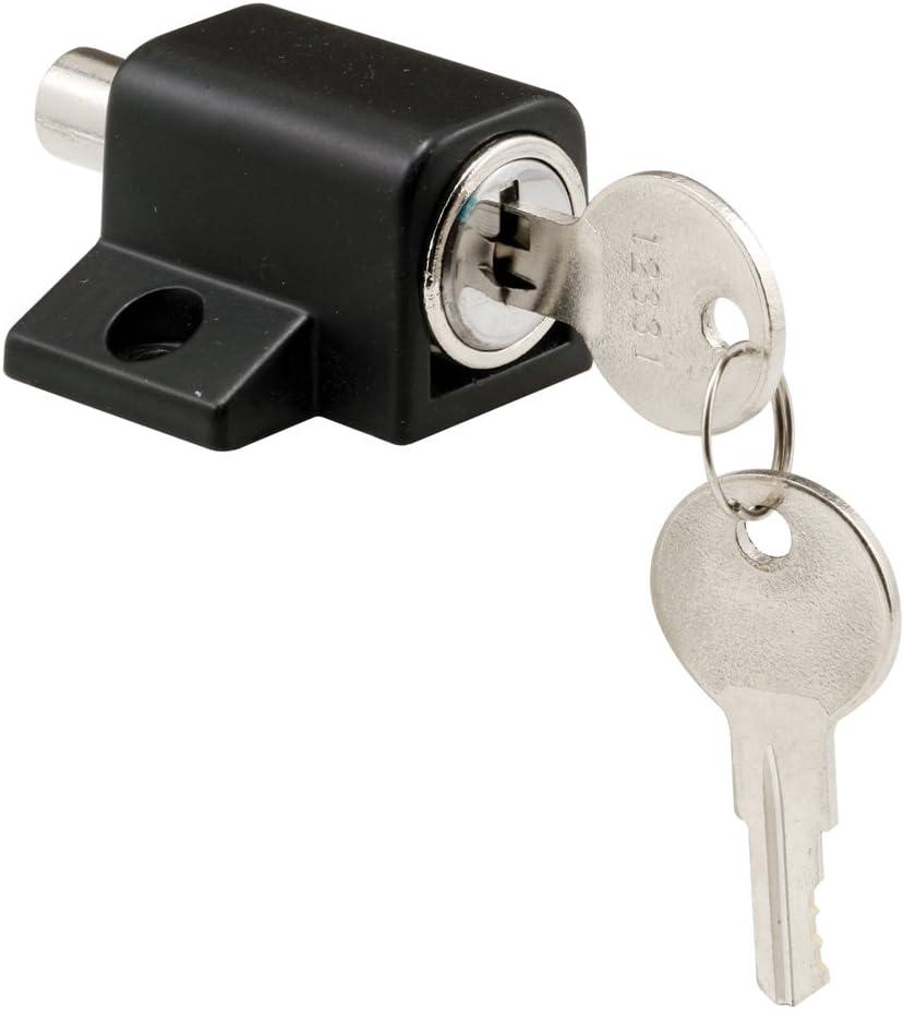 Prime-Line S 4005 Push-In Sliding Door Keyed Lock, 1 In., Diecast and Steel Components, Black Painted Finish (Single Pack)