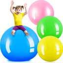 Jenaai 4 Pcs 30 Inch Big Bounce Ball Large Rubber Ball Giant Inflatable Kickball Outdoor Exercise Jumping Hopping for Outdoor Activity Game Sports Party