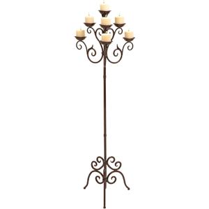 Deco 79 Metal Tall Candelabra with Scroll Designs, 19" x 19" x 61", Brown