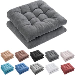 FABRICASTLE Outdoor Chair Cushions Patio Cushion Premium Comfortable Thick Fill Tufted 19" x 19" Floor Wicker Seat Pads, 2 Count (Dark Grey)