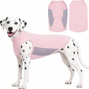 Kuoser Cooling Dog Shirt, Sun Protection Puppy T-Shirts Breathable Pet Summer Vest, Quick Dry Dog Summer Clothes for Large Dogs Boy Girl Pink XL