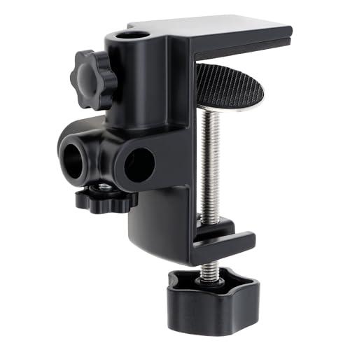 RTNLIT Desk Lamp Clamp, 0.49in/12.5mm 4 Hole Metal Table Mounting Clamp, Universal C Clamp for Magnifying Light/Microphone/Boom Scissor Arm, Fits up to 2-1/2 inches Desktop Thickness(Black)