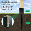 Fence Post Anchor Ground Spike Heavy Duty Black Powder Coated Fence Stakes Post Base for Mailbox, 24 x 4 x 4 Inches Outer Diameter (Inner Diameter 3.6 x3.6 Inches), Pack of 8