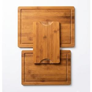 3-Piece Set Bamboo Cutting Board for Kitchen - Crack-Resistant Wood Chopping Boards with Deep Juice Grooves, Pre-Oiled Butcher Block for Meat, Vegetables & Cheese, Carbonized