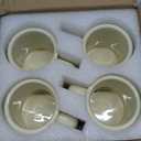 harebe Retro Coffee Cup Set of 4, 10 OZ Heavy Classic Ceramic Diner Mugs Set with Handle for Coffee, Tea, Cocoa, Milk, LatteCream