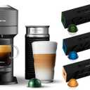 Nespresso Vertuo Next Coffee and Espresso Machine by De'Longhi, Dark Grey w/Aeroccino Milk Frother, One Touch Brew, Single-Serve Coffee and Espresso Maker, With Capsules (BBD 31/10/2026) Dark Grey