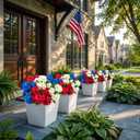 Hananona 6 Pcs Artificial Geranium Flowers for Outdoors Geranium Silk Flowers Outdoor UV Resistant Plants Faux Patriotic Flowers for 4th of July Home Kitchen Table Centerpieces Decor (6, Red/White/Blue)