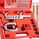 Clatoon Brake Line Double & Single Flaring Tool Kit with Tubing Cutter, Brake Line Repair Kit for Copper, Aluminum, Brake Line and Brass Tubing, Flare Tool kit Includes 5 Adapters, 45 Degrees