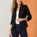 Allegra K Women's Work Office Blazers Stretch Lapel Collar Long Sleeve Jacket Suit Blazer X-Small Black