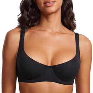 DOBREVA Women's Unlined Balconette Bra Underwire Supportive Plus Size Smooth Scoop Neck (34C)