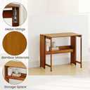 Wood Foldable Desk,Space Saving Foldable Table Bamboo Folding Desk Study Table with Bookshelf for Office Home Study Bedroom