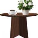 Wood Coffee End Table, Round Side Tables Living Room, Small End Tables for Small Spaces, Sofa, Bedroom, Bedside, Corner, Office, Nursery, Wooden Circle Side Table, Rustic Walnut 19.7 x 17.7 in