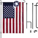 AMZFLAG American Garden Flag with Stand Holder Set for Outside Yard Patriotic 12x18 Inch Small US USA Flags for Garden Metal 32 Inch Stand Holder Included