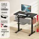SHW 40-Inch Electric Height Adjustable Standing Desk with Drawer, Memory Preset and Cable Management Tray, Black
