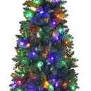 7.5 ft. Pre-Lit Hinged Pencil Artificial Christmas Tree with 350 Multi-Color LED Lights