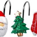 3 x Two Fish Home Fashions Set of 12 Decorative Christmas Tree Resin Shower Curtain Hooks, Christmas Tree Resin Curtain Rings Pack of 12 (Xmas Tree)