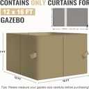COWVIE 4-Panel 12' x 16' Gazebo Replacement Curtains, Patio Privacy Sidewalls with Double Zipper, Replacement for Outdoor Gazebo Canopy (Curtain Only)