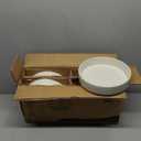 E-far Pasta Bowls Set of 4, 35oz Ceramic Large Salad Bowl Plates for Serving Soup Dinner, Shallow Stoneware Pasta Plate, Microwave & Dishwasher Safe, Speckled White