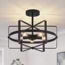 5-Light Modern Semi Flush Mount Ceiling Light, 12.6'' Black Farmhouse Flush Mount Ceiling Light Industrial Ceiling Light Fixture for Entryway Hallway Foyer Dining Room Kitchen Bedroom