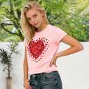 Hearts Valentines Shirts for Women  Love Heart Valentines Day Tshirt Cute Tops (XXL)
