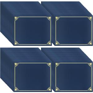 110 Pcs Certificate Holders Bulk, Navy Blue Diploma Covers Gold Foil Border, Document Covers for Letter Size 8.5x11" Award Certificates, Cardstock, Document Papers, Graduation