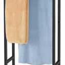 Freestanding Towel Racks 2 Tier Small Towel Holder Stand for Bathroom Matte Black Stainless Steel Industrial Towel Drying Rack for Hand Towels Blanket