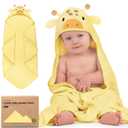 KeaBabies Hooded Baby Towel for Newborn - Viscose Derived from Bamboo Large Baby Bath Towels with Hood for Boys, Girls, Toddler, Extra Absorbent & Soft Newborn Bath Essentials (Giraffe) (Regular 35x35)