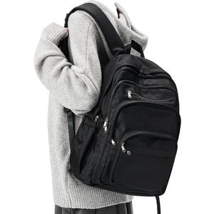 Lendolk Black College Backpack For Women Men,Lightweight High School Bag,School Backpack With Lots Of Pockets,Cute Bookbag For Teens Boys Girls,Casual Daypack Backpack For School