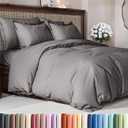 Duvet Cover Full Size Set - Extra Soft Full Duvet Cover 80" x 90" with 2 Pillow Shams - Hotel Luxury, Easy Care & Fade Free w/ Zipper Closures & Ties - All Season, Comfy, Cozy & Breathable (Dark Grey)