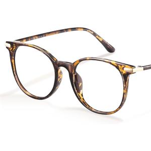Gaoye Blue Light Blocking Glasses, Retro Round Eyewear Frame Anti Eyestrain Computer Glasses for Women Men (Tea Leopard/Transparent Lens)