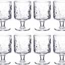 Hobnail Drinking Glasses Set of 8, Vintage Water Goblets Glassware, 8oz Hobnail Goblets Set, Elegant Water Goblets, Beverage Stemmed Glass Cups (8PCS-A)