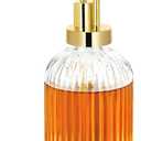 TIWPAJS Glass Coffee Syrup Dispenser 10oz, Syrup Bottles with Ribbed Design, Gold Syrup Pump, Coffee Bar Accessories, Honey Dispenser