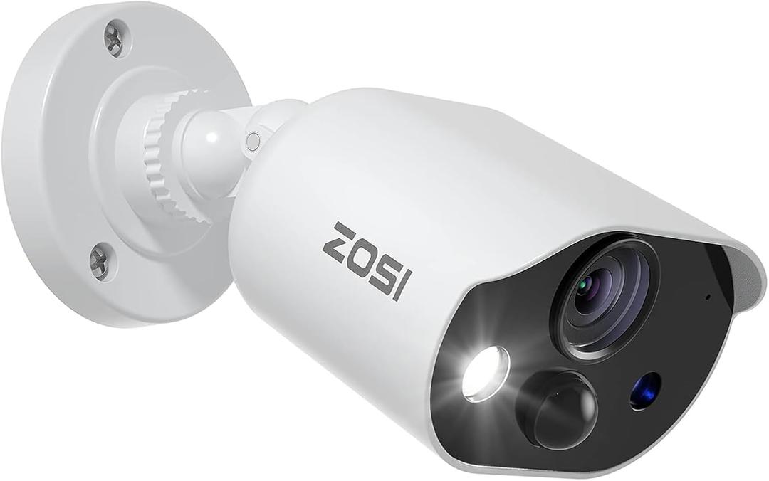 ZOSI 1080P HD-TVI Add On Camera, 2MP 1920TVL Indoor Outdoor Surveillance Home Security Camera with Audio, Night Vision, Smart Motion Detection, IP66 Weatherproof, Only Work 3K Lite CCTV DVR (Wired-1Cam)