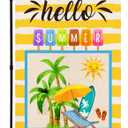 4 x Hello Summer Garden Flag 12x18 Inch, Colorful Popsicle Coco | Double Sided Holiday Burlap Yard Flag for Outdoor Decoration