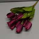 Artificial Fake Flowers for Spring Summer Outdoor Decoration,6 Bundles Realistic UV Resistant Silk Fabric Colorful Tulip Faux Plants for Outside Planter Home Porch Patio Decor(Pink Purple)