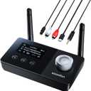SOOMFON Dual Antenna Bluetooth Transmitter for TV Bluetooth 5.3 Receiver 3-in-1 to 2 Headphones with LCD Display Volume Control Optical AUX RCA for TV Home Stereo Speaker