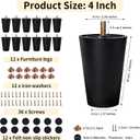 FabricJoy 12 Pack 4 Inch Plastic Furniture Legs Replacement Couch Legs Chair Feet Dresser Sofa Table Cabinet Bed Furniture Feet with M8 T-Nuts Screws Tapered for Home DIY Projects