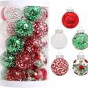 2.36"/60mm Christmas Ornaments Set, 25 PCS Shatterproof Christmas Tree Decor Set, Hanging Plastic Xmas Balls for Home, Holiday, Wedding, Xmas Hanging Decortions (Red Green White)