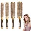 4-Piece Round Hair Brush For Blow Drying, Blow Drying & Styling Roller Brush for Blow Drying, for Women, Volume & Shine, Brown, Hair Brush for Thick Hair