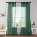 MIULEE Christmas Solid Color Sheer Curtains 84 Inches Long 2 Panels Set Elegant Lightweight Grommet Light Filtering Window Voile Panels/Drapes/Treatment for Bedroom Living Room W42 x L84, Hunter Green