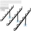 Steel Stair Step Riser 6-Step, Metal Stair Stringer with Reinforcing Support Legs, Heavy Duty Steel Stair Stringer for 50" Height Deck and Outdoor Steps (3 Pack)