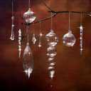 Syhood 24 Pcs Christmas Crystal Glass Ornaments Clear Vintage Acrylic Hanging Ornaments Christmas Drop Icicle Teardrop Ball Decorations for Xmas Tree Winter Party Supplies, 15 Style Assorted Size
