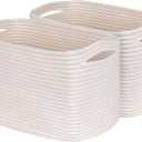 Off White Storage Cubes Baskets Bins for Shelves - Set of 2 Rectangular Closet Organizers, Woven Rope Baskets for Baby Nursery (2pcs-13"D x 10"W x 8.26"H)