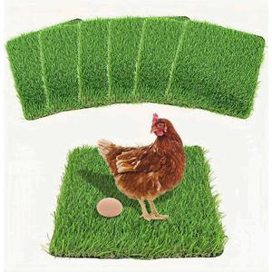 Washable Nesting Pads for Chicken Coop - 6 Pack 12"x12"x1.2" Chicken Laying Box Pads - Durable, Soft, Thick Artificial Grass Turf Mats for Nesting Boxes, Indoor/Outdoor Synthetic Bedding