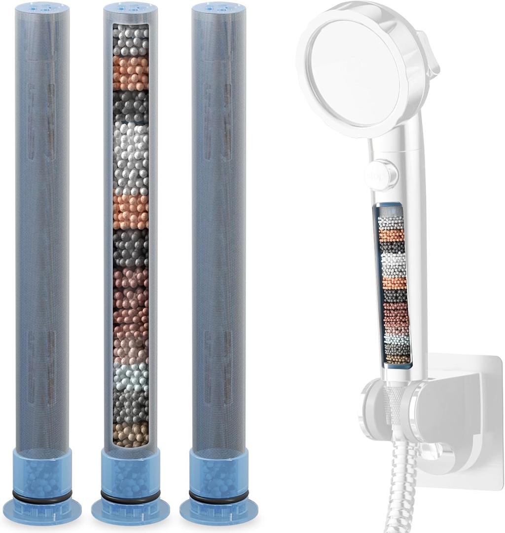 3 Pack Handheld Shower Filter Replacement Cartridge, Multi-Stage Shower Head Filters Replacement, Shower Head Filter for Hard Water, Suitable for HEROBAI Shower Head Attaches