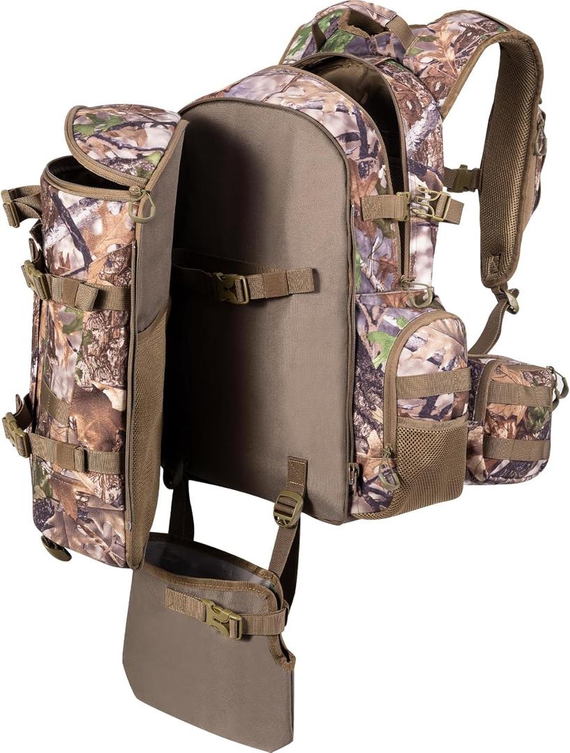 BLISSWILL Large Hunting Backpack with padded weapon compartment for Bow Rifle with Waterproof Rain Cover Hunting Gear Accessories 40L (Supercamo Timber)