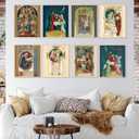 2 x 12Pcs Christmas Wall Art Prints Vintage Aesthetic Art Posters Jesus Holy Night Xmas Pictures Room Decor for Winter Gallery Living Room Bathroom Wall Decor(UNFRAMED, 8 x 10inch)