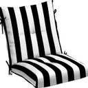 Arden Outdoor Plush Modern Tufted Blowfill Dining Chair Cushion, 21 x 40, Rain-Proof, Fade Resistant, Tufted Cushion for Dining and Bistro Chairs Black Cabana Stripe