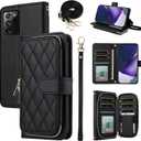 Wallet Case for Samsung Galaxy Note 20 Ultra 5G with Wrist Strap, 9+ Card Slots Zipper Purse, PU Leather Stand Phone Cover for Note20 Plus Notes 20Ultra Note20+ U + 20+ Twenty Not S20 Black