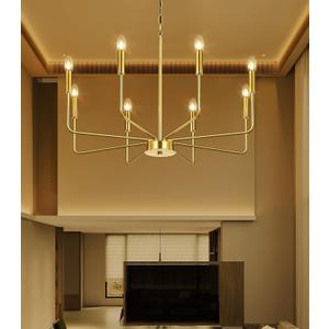 LED Chandelier for Dining Room Gold Metal Pendant Chandeliers Light Fixtures for Bedroom Entryway Living Room Ceiling Hanging Lights 8-Light